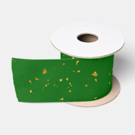 Gold Flakes auf Smarald Green Satinband