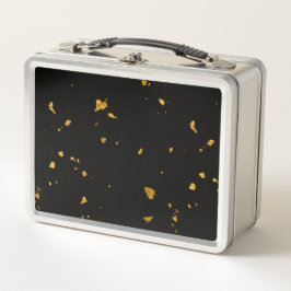 Gold Flakes Black Metall Brotdose