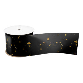 Gold Flakes Black Satinband