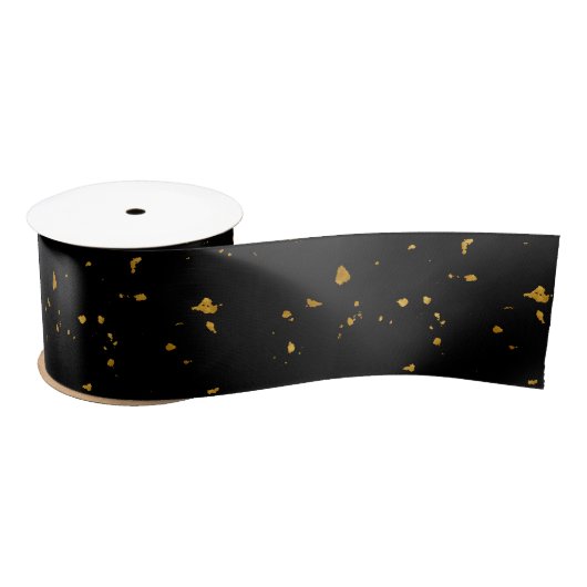 Gold Flakes Black Satinband (Spule)