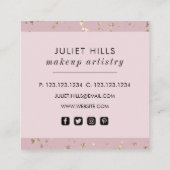 Gold Flakes und Blush Pink Square Visitenkarte (Rückseite)