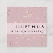 Gold Flakes und Blush Pink Square Visitenkarte (Vorderseite)
