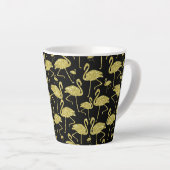 Gold Flamingo Bird Glitzer auf Black Design Milchtasse (Rechte Ecke)
