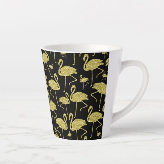 Gold Flamingo Bird Glitzer auf Black Design Milchtasse (Rechts)