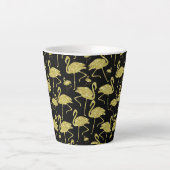 Gold Flamingo Bird Glitzer auf Black Design Milchtasse (Vorderseite)