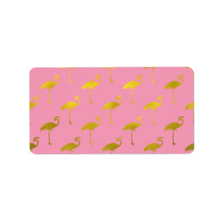 Gold Flamingo Imitate Metallic Foil Tropischer Fla Adressaufkleber