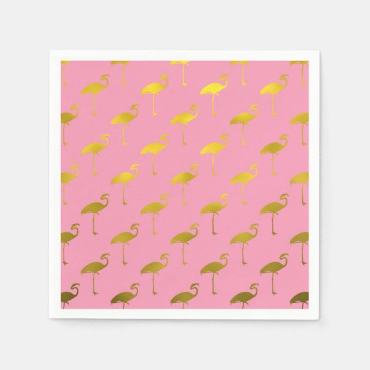 Gold Flamingo Imitate Metallic Foil Tropischer Fla Serviette (Vorderseite)