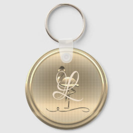 Gold Flamingo Monogram Schlüsselanhänger