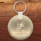 Gold Flamingo Monogram Schlüsselanhänger (Vorderseite)