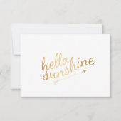 Gold Flat Note Card | Hallo Sunshine Einladung (Vorderseite)