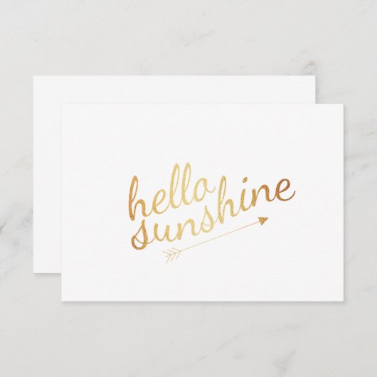 Gold Flat Note Card | Hallo Sunshine Einladung (Vorne/Hinten)