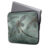 Gold Fleck Dragonfis auf Gunmetal Gray Laptopschutzhülle (Vorderseite Links)