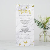Gold Flecks & Marble Wedding Menu Menükarte (Stehend Vorderseite)