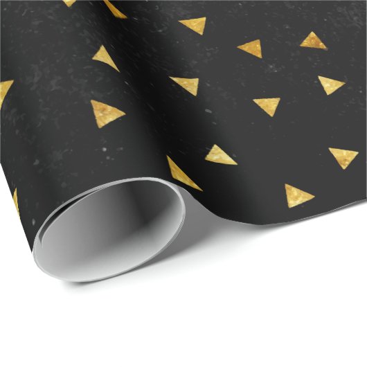 Gold Flecks on Grunge Black Geschenkpapier (Rolleneckpunkt)