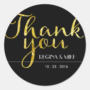 Gold Flecks und Black Script Vielen Dank Sticker