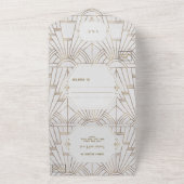 Gold Fleur-de-lis Art Deco All In One Einladung (Außenbereich)