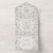 Gold Fleur-de-lis Art Deco All In One Einladung (Innen Boden)