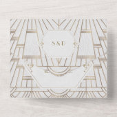 Gold Fleur-de-lis Art Deco All In One Einladung (Rückseite)