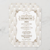 Gold Fleur-de-lis Art Deco Silvester Party Einladung (Vorne/Hinten)
