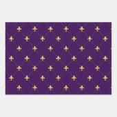 Gold Fleur-de-Lis auf Dunkel Lila Geschenkpapier Set (Vorderseite 3)