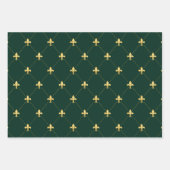 Gold Fleur-de-Lis auf Dunkelgrün Geschenkpapier Set (Vorderseite 2)
