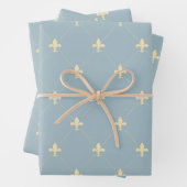 Gold Fleur-de-Lis auf Dusky Blue Geschenkpapier Set (Beispiel)