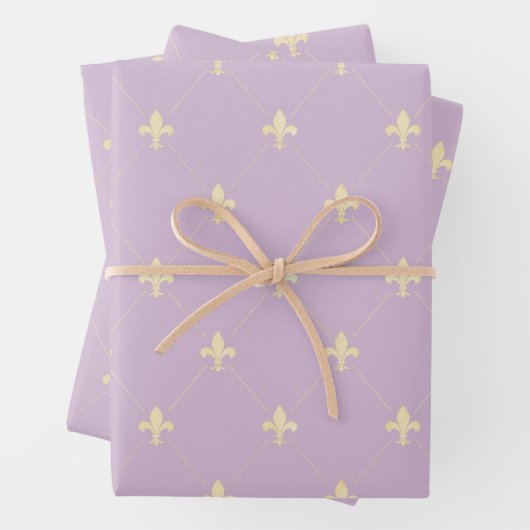 Gold Fleur-de-Lis auf Lilac Geschenkpapier Set (Beispiel)