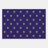 Gold Fleur-de-Lis auf Midnight Blue Geschenkpapier Set (Vorderseite)