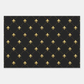 Gold Fleur-de-Lis auf Schwarz Geschenkpapier Set (Vorderseite 3)