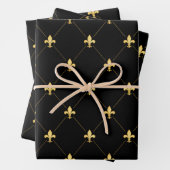 Gold Fleur-de-Lis auf Schwarz Geschenkpapier Set (Beispiel)