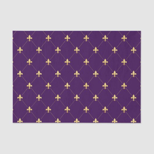Gold Fleur-de-Lis Dark Lila Seidenpapier (Vorderseite)