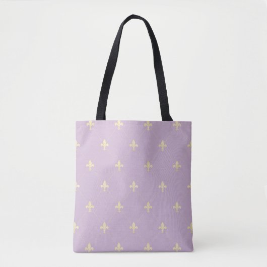 Gold Fleur-de-Lis Dusky Lilac Tasche (Vorderseite)