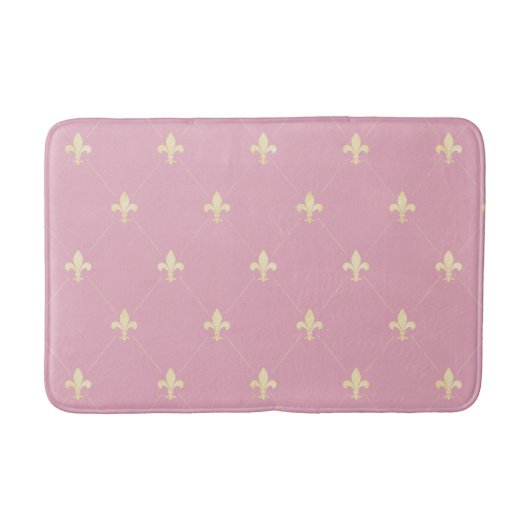 Gold Fleur-de-Lis Dusky Pink Badematte (Vorderseite)