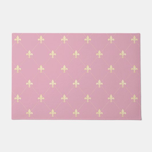 Gold Fleur-de-Lis Dusky Pink Fußmatte (Vorderseite)