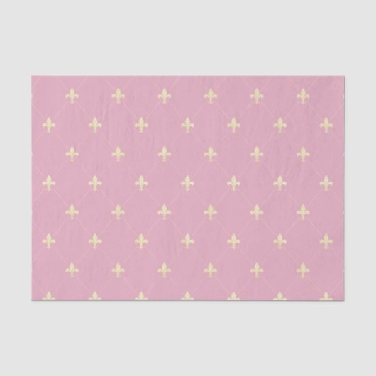Gold Fleur-de-Lis Dusky Pink Seidenpapier (Vorderseite)