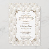 Gold Fleur-de-lis Great Gatsby 20er Brautparty Einladung (Vorne/Hinten)