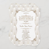 Gold Fleur-de-lis Great Gatsby 20s Style Sweet 16 Einladung (Vorne/Hinten)