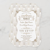 Gold Fleur-de-lis Great Gatsby 20s Style Wedding Einladung (Vorne/Hinten)