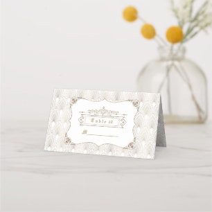 Gold Fleur-de-lis Great Gatsby 20s Style Wedding Platzkarte