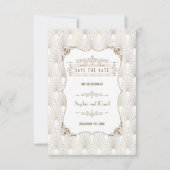 Gold Fleur-de-lis Great Gatsby 20s Style Wedding Save The Date (Vorderseite)