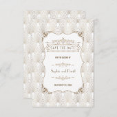 Gold Fleur-de-lis Great Gatsby 20s Style Wedding Save The Date (Vorne/Hinten)