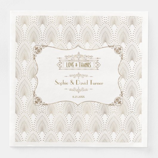 Gold Fleur-de-lis Great Gatsby 20s Style Wedding Serviette (Vorderseite)