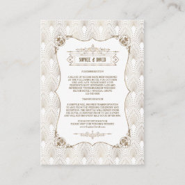 Gold Fleur-de-lis Great Gatsby 20s Wedding Details Begleitkarte