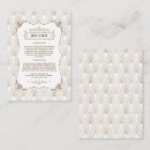 Gold Fleur-de-lis Great Gatsby 20s Wedding Details Begleitkarte (Vorne/Hinten)