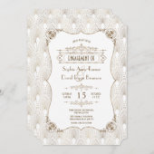 Gold Fleur-de-lis Great Gatsby Engagement Party Einladung (Vorne/Hinten)