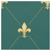 Gold Fleur-de-Lis (groß), Aquamarin grün Stoff (Nahaufnahme)