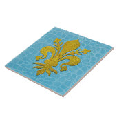 Gold Fleur-de-lis Imitats Lederhintergrund Fliese (Seite)