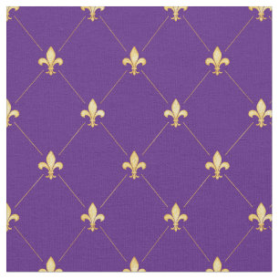 Gold Fleur-de-Lis (in kleinem Maßstab) Lila Stoff