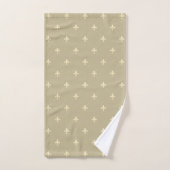 Gold Fleur-de-Lis Latte Brown Badhandtuch Set (Handtuch)