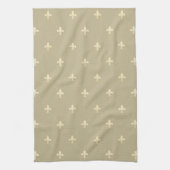 Gold Fleur-de-Lis Latte Brown Geschirrtuch (Vertikal)
